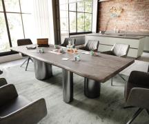 DELIFE Eetkamertafel Edge 260x100 acacia platina Troa roestvrij staal ...