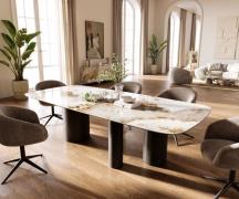 DELIFE Eettafel Edge Boot 260x120 cm Keramiek Minas Melange Wit-Beige ...