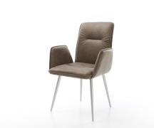 DELIFE Eetkamerstoel Vinja-Flex microvelours taupe vintage 4-poot coni...
