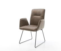 DELIFE Eetkamerstoel Vinja-Flex microvelours taupe vintage slipframe z...