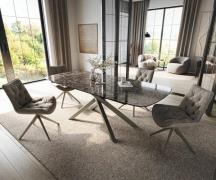 DELIFE Eettafel Edge Boot 180-220x100 cm Keramiek Emperador Extra Luci...