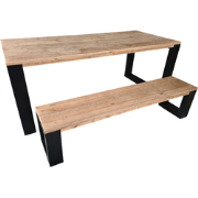 Wood4you - 200x90cm Eettafel New Orleans steigerhout zwart onderstel +...