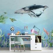 Diep in de zee - Kinderbehang - 292,2 cm x 280 cm - Walloha