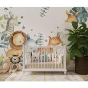 Schattige safari dieren - Kinderbehang - 292,2 cm x 280 cm - Walloha