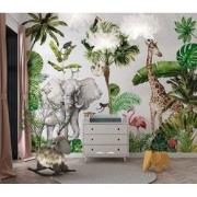 Kinderkamer jungle safari - Kinderbehang - 194,8 cm x 280 cm - Walloha