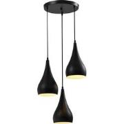 QUVIO Hanglamp glas 3-lichts rond zwart - QUV5130L-BLACK