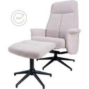 Relaxfauteuil Bindy + Hocker - Bouclé - Naturel