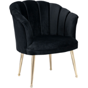 Luxe Velvet Schelp Fauteuil Mila Zwart | Gouden Poten