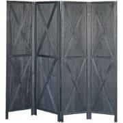 LW Collection LW Collection Kamerscherm 4 panelen hout zwart 170X160CM...