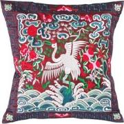 Fine Asianliving Kussenhoes Volledig Geborduurd Bordeaux Kraanvogel