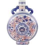 Fine Asianliving Chinese Vaas Blauw Wit Rood Porselein D22xH35cm