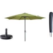 Kopu® Madrid grote Parasol Rond 350 cm met Beschermhoes en Voet - Olij...