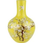 Fine Asianliving Chinese Vaas Geel Bloesems Handgemaakt D41xH57cm