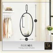 LW Collection LW Collection Wandspiegel zwart rond ovaal 45x96 cm meta...