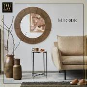 LW Collection LW Collection Wandspiegel bruin rond 80x80 cm hout