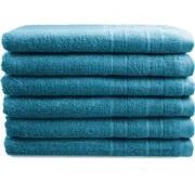 OUTLET BADTEXTIEL - set van 6 - gastendoek 30x50 - turquoise