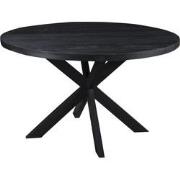 Livingfurn - Eetkamertafel Kala Rond Black - Mangohout - 150 cm - Zwar...