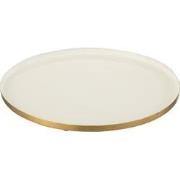 J-line - Plateau Rond Metaal Wit/goud - 41x41x1.5cm