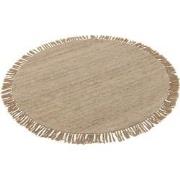 J-line - Tapijt Rond+franjes Tweekleurig Weefsel Wol Beige Small - 150...