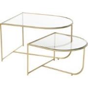 J-line - Set Van 2 Tafels Porte Metaal/glas Goud - 76x62x35cm