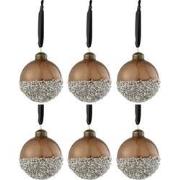 J-line - Doos Van 6 Kerstballen Parels Zilver Glas Bruin Small - 8x8x8...