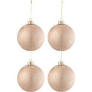 J-line - Doos Van 4 Kerstballen Suiker Glas Mat Licht Roze Large - 12....