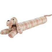 J-line - Deurstop Hond Geruit Liggend Textiel Wit/roze - 84x10x23cm