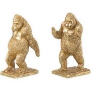 J-line - Set Van 2 Boekensteun Gorilla Resin Goud - 14x12.5x24.5cm