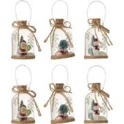 J-line - Hanger Fles Kerstfiguur Glas Klaar Assortiment Van 3 - 6x6x11...