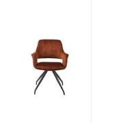 Livingfurn - Eetkamerstoel Capp Rust Velvet - Stof - 61x61x83,5 - 2 st...