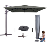 MEGA COMBI DEAL! Madison Parasol monaco flex III grey + voet + hoes