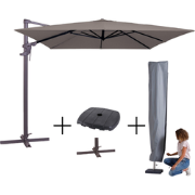 MEGA COMBI DEAL! Madison Parasol monaco flex III taupe + voet + hoes