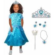 Allerion Prinsessenjurk Meisje Blauw - Verkleedkleren Elsa Frozen - Bl...