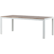 Lasse aluminium tuintafel wit - houten tafelblad - 205 x 90 cm