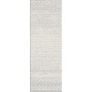 Scandinavisch Boho Loper Gang MILA - Grijs/Wit - 80x230 cm