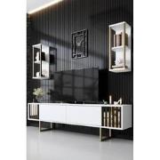 TV Meubel Set Gold Line Wit Zwart Melamine 180x48x30 cm