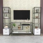 TV Meubel Set Robbins Black Zwart Wit Melamine 198x160x39 cm