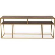 Stalux Side-table 'Teun' 200cm, kleur goud / lederlook bruin