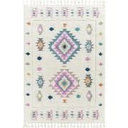 Hoogpolig Shaggy Boho Tapijt PUKYU - Meerkleurig/Wit - 160x213 cm