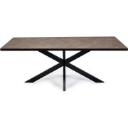 Stalux Eettafel 'Gijs' 240 x 100cm, kleur zwart / lederlook bruin