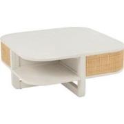 J-line - Salontafel Molly Exotiek Hout/rotan Wit - 84.5x84.5x36cm