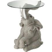 J-line - Tafel Olifant Poly/glas Grijs - 49x48x63cm