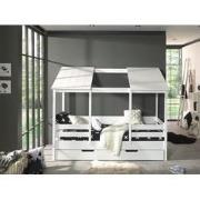 LUCEVI - Housebed 09 Huisbed + Rolbed - Wit - 90x200 cm