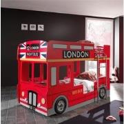 LUCEVI - Carbeds London Bus Stapelbed + Matras + Lattenbodem - Rood - ...