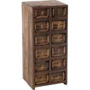 J-line - Kast 12 Laden Brut Gerecycleerd Hout Bruin - 37.5x34x82.5cm