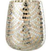 J-line - Windlicht Mozaiek Glas Zilver/goud Extra Large - 17x17x21cm