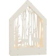 J-line - Deco Winter Herten+bomen Led Hout Wit - 24x5x34.5cm