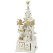 J-line - Kalender Kerstboom Poly Wit/goud - 18.5x18x49.5cm