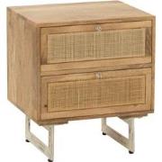 J-line - Nachtkast Rattan Mangohout Naturel - 50x40x55cm