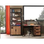 LUCEVI - Alex Boekenkast (200x80) + Bureau (130x60) - Bruin